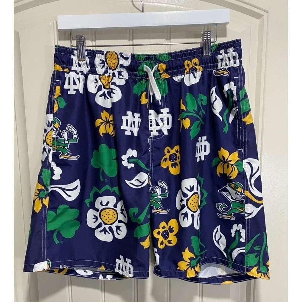 Wes and Willy Notre Dame Fighting Irish NCAA Swim Trunks XL Floral Navy Blue